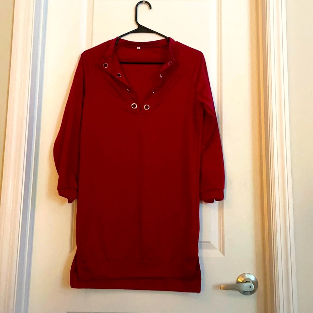 Red long sleeve dress